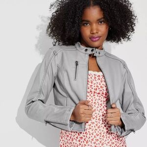 Women's Faux Leather Fitted Moto Jacket - Wild Fable